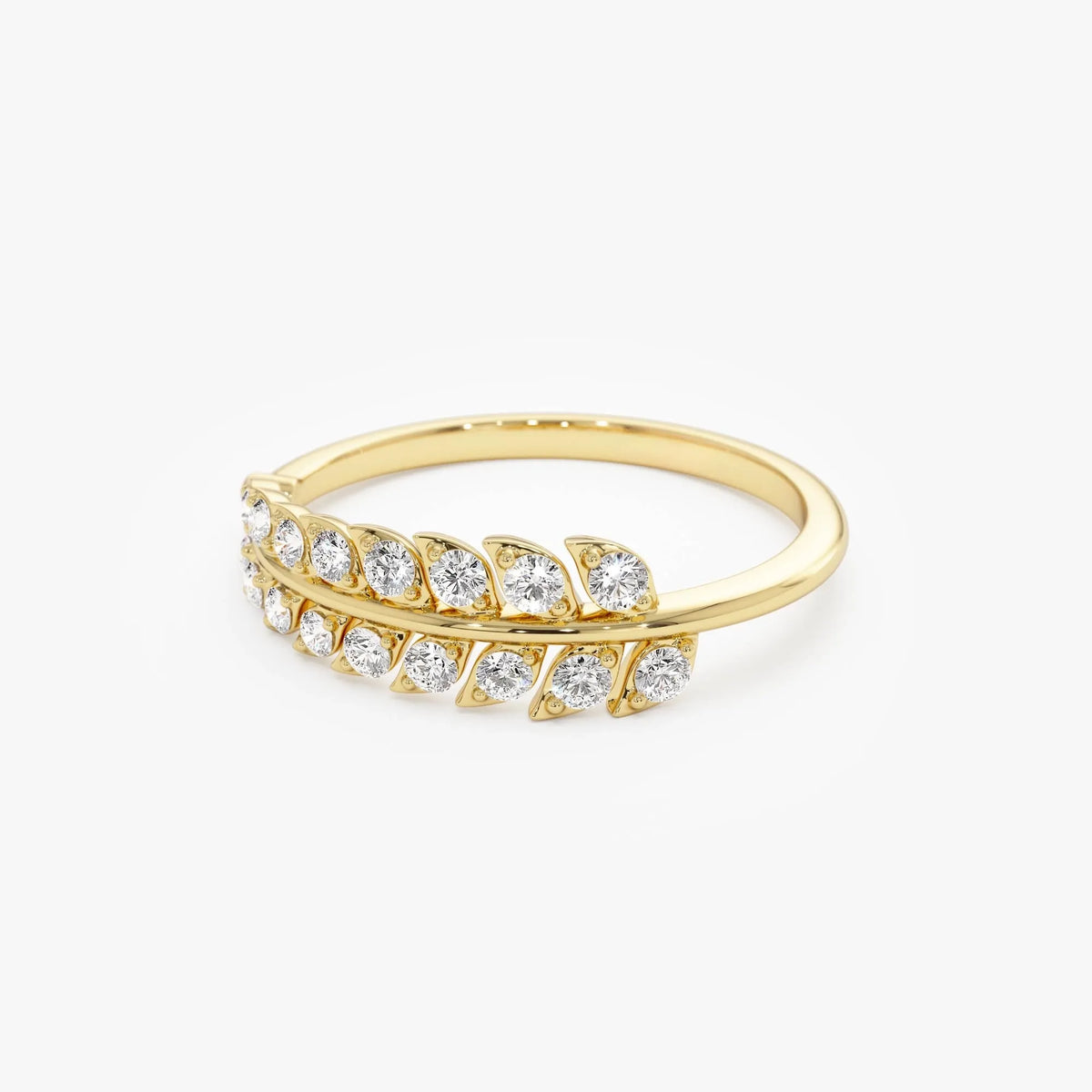 14k Gold Leaf Inspired Diamond Wrap Ring 0.30 ctw