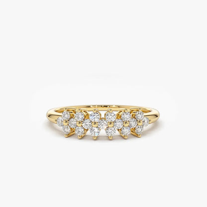 14k Gold Round Diamond Cluster Ring 0.57 ctw Prong Setting