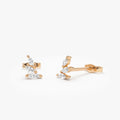 14k Gold Diamond Marquise Cut Mini Ear Climber Earrings 0.20 ctw