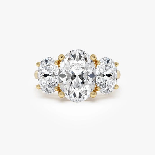 14k Gold 5.15 ctw Lab Grown Diamond Oval Three-Stone Engagement Ring