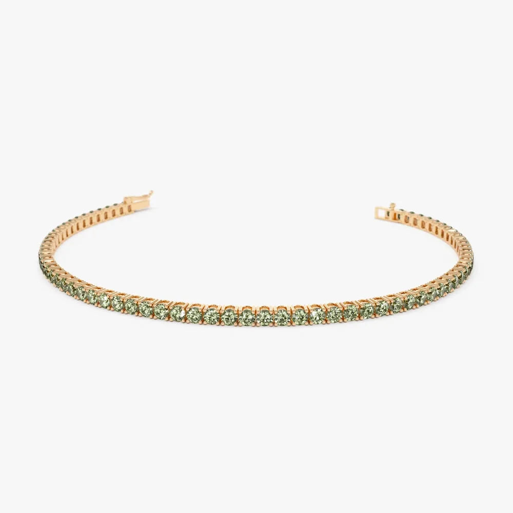 14k Gold 2.35ctw Round Peridot 4 Prong Tennis Bracelet