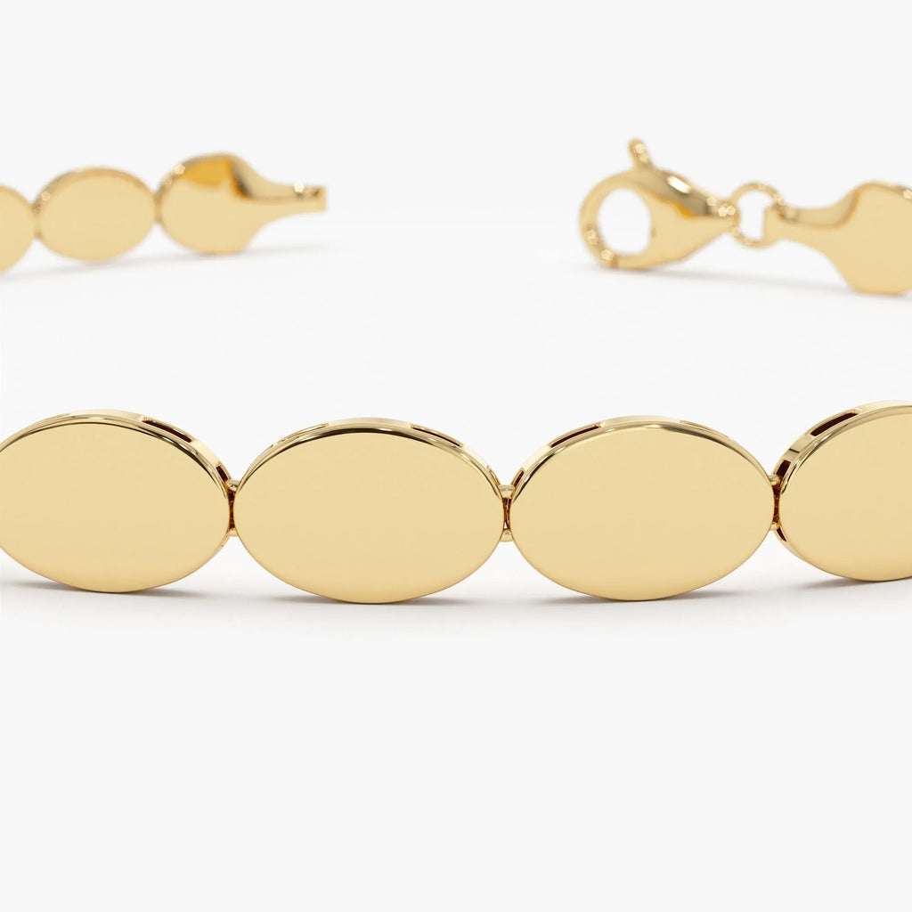 14k Gold Wide Oval Link Stacking Chain Bracelet