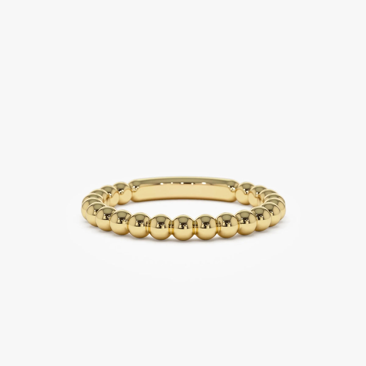 14k Solid Gold Beaded Stackable Band Ring 2.0mm Width