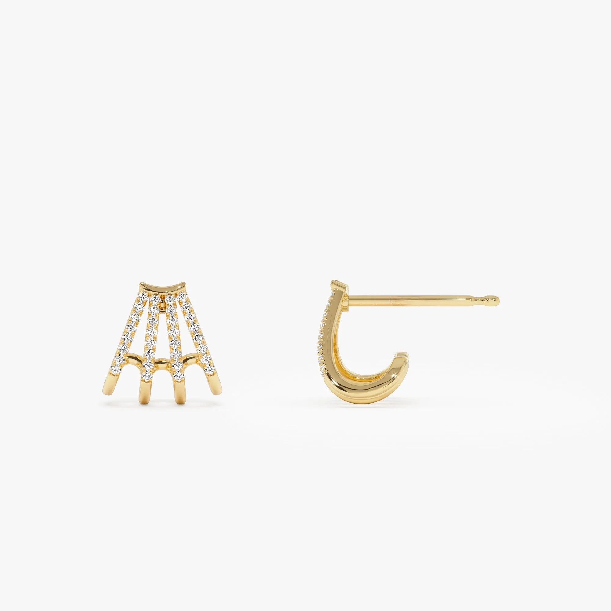 14k Gold Diamond Round Cut Multi Huggie Earrings 0.27 ctw