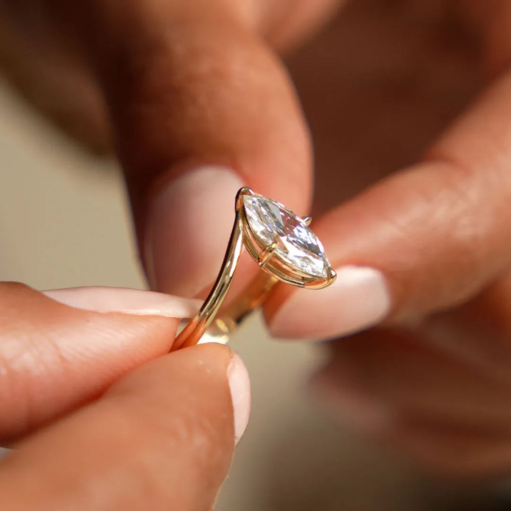 14k Gold 1.50 Ctw Lab Grown Diamond Marquise Bypass Setting Engagement Ring Leda