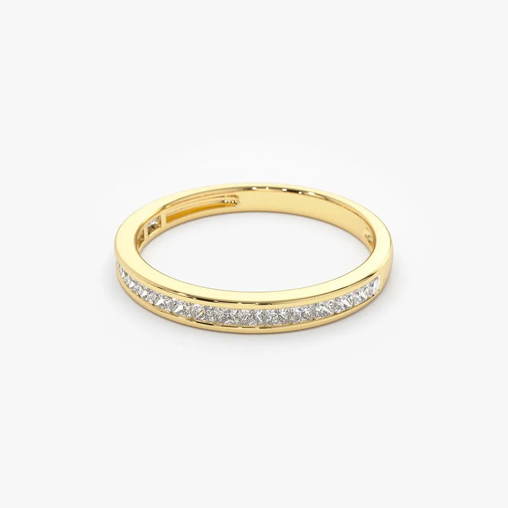 14k Gold 0.55 Carat Princess Cut Diamond Half Eternity Channel Set Ring