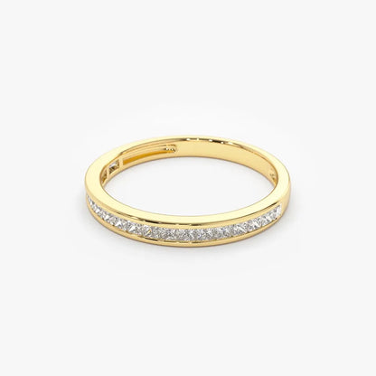 14k Gold 0.55 Carat Princess Cut Diamond Half Eternity Channel Set Ring