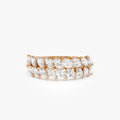 14k Gold Diamond Marquise Cut Double Row Ring 1.12 ctw