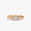 14K Gold Marquise Sapphire and 0.14 Carat Diamond Halo Ring