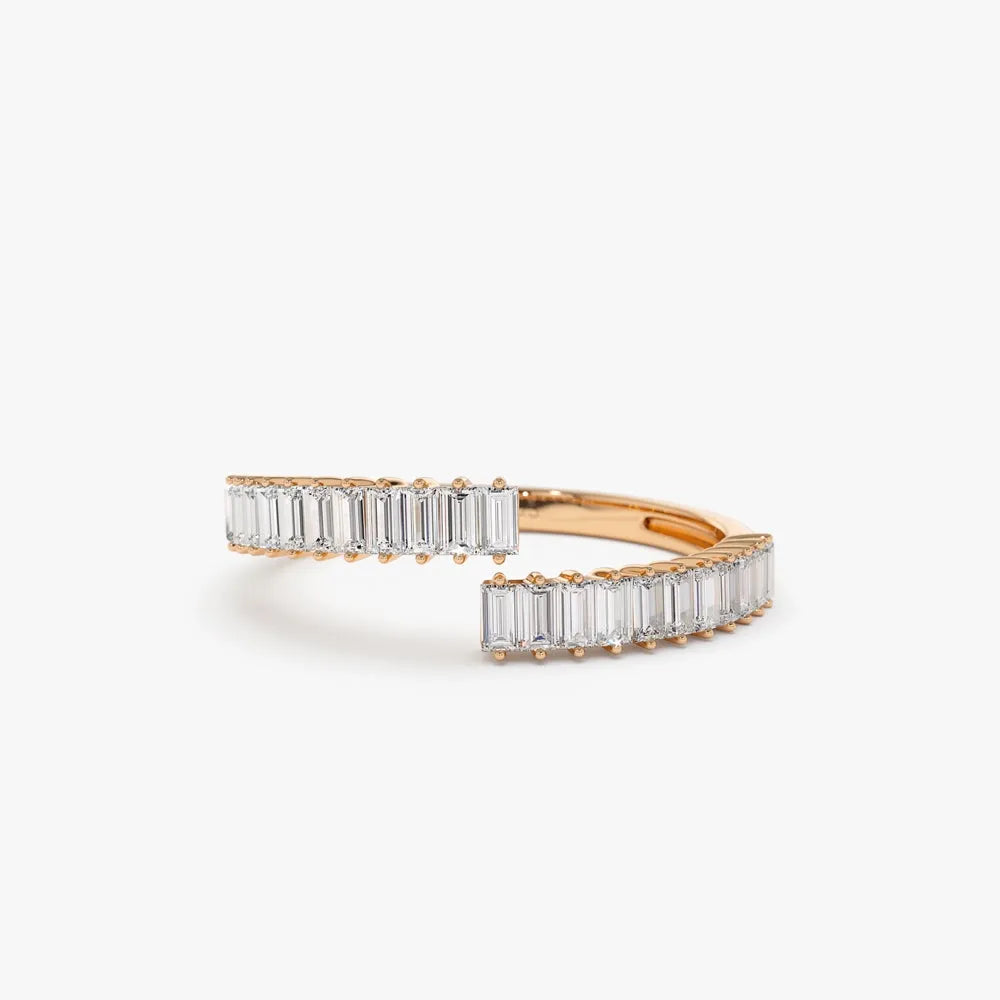 14k Gold Baguette Diamond Bypass Ring 0.42 Carat Total Weight