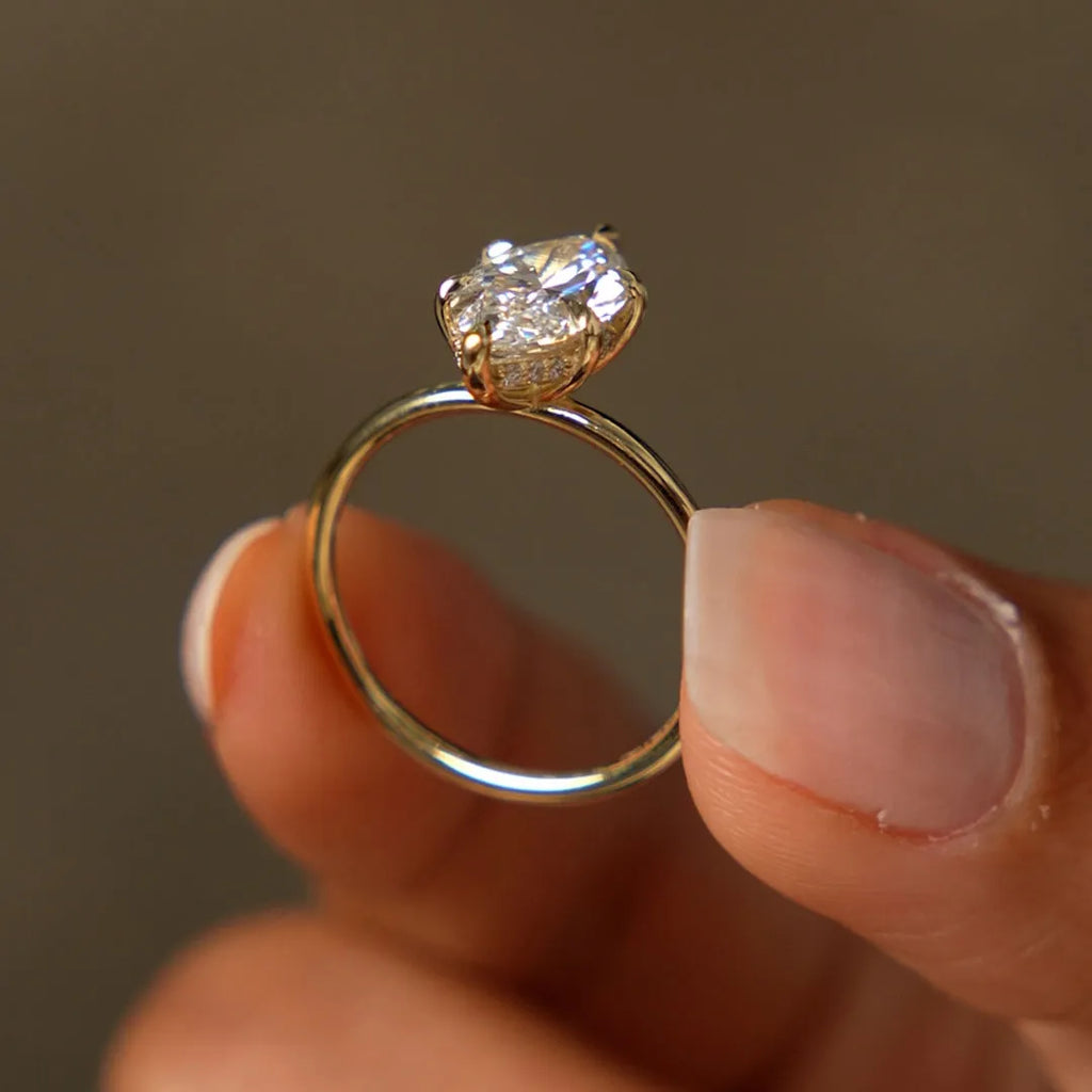 14k Gold 2.10 Ctw Marquise Lab Grown Diamond Hidden Halo Engagement Ring