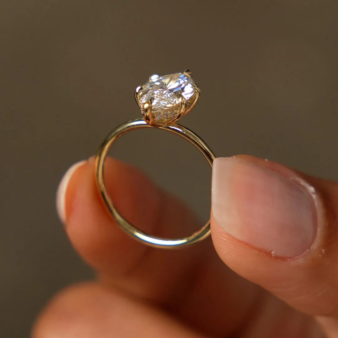 14k Gold 2.10 Ctw Marquise Lab Grown Diamond Hidden Halo Engagement Ring