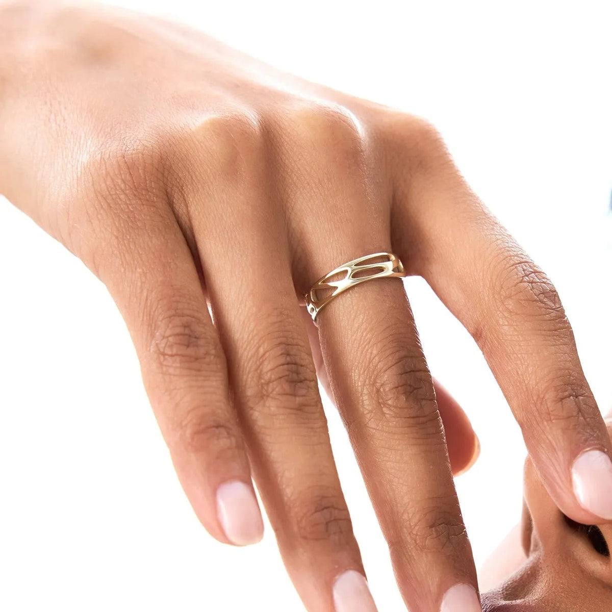 14k Gold Sculptural Statement Ring 5mm Wide Modern Band