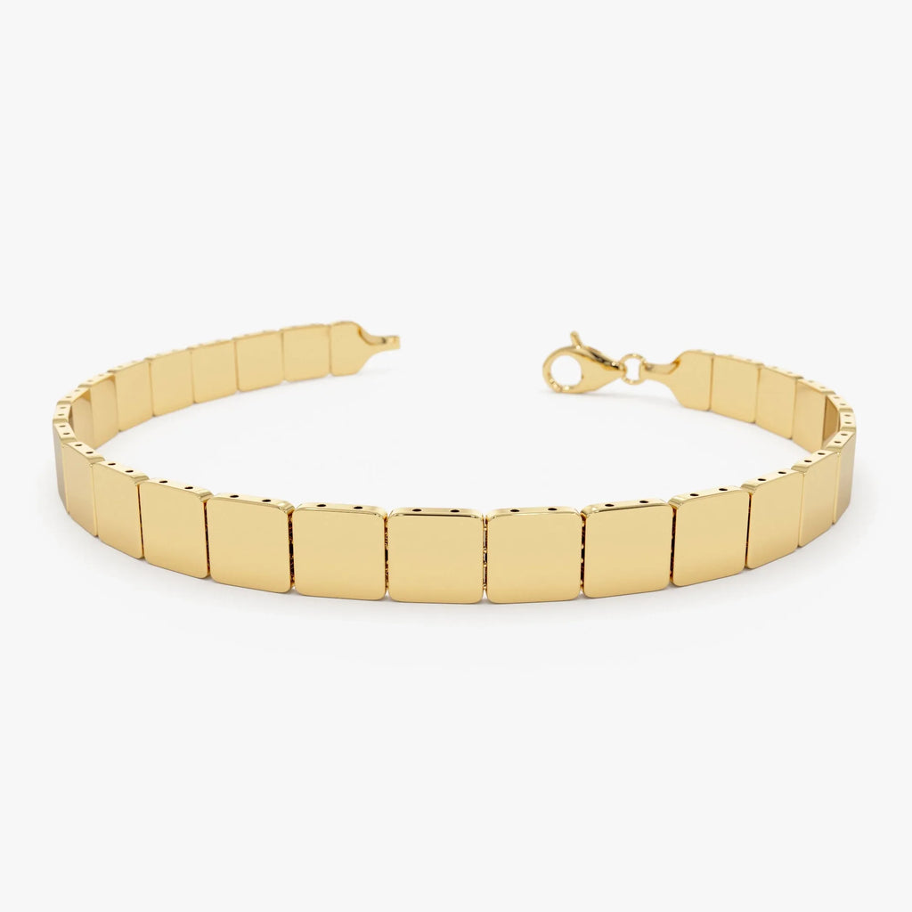 14k Gold Wide Square Link Stacking Chain Bracelet