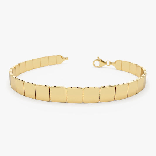 14k Gold Wide Square Link Stacking Chain Bracelet