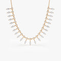 14K Solid Gold Baguette and Round Diamond Statement Necklace Prong and Bezel Set 1.96ctw