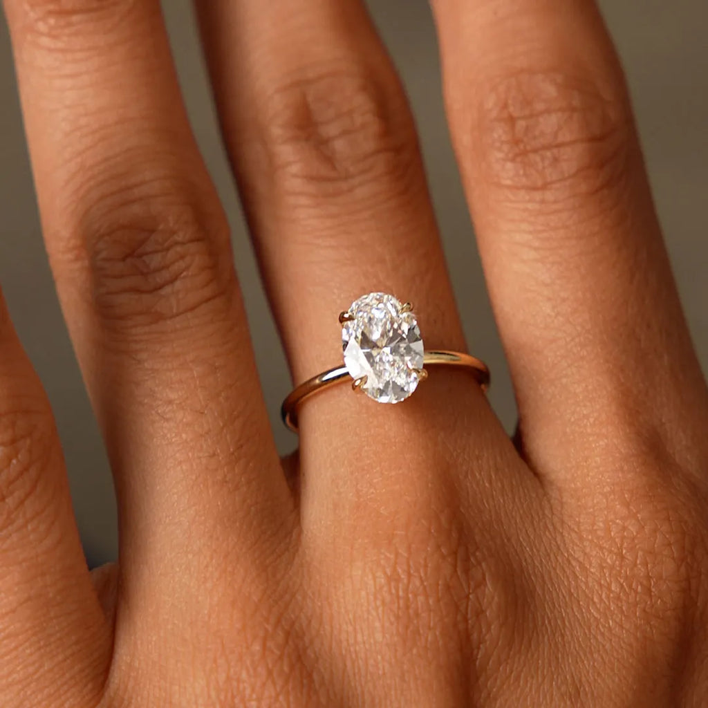 14k Gold Lab Grown Diamond Oval Cut Engagement Ring with Hidden Halo 2.10 ctw IGI Certified Maribel