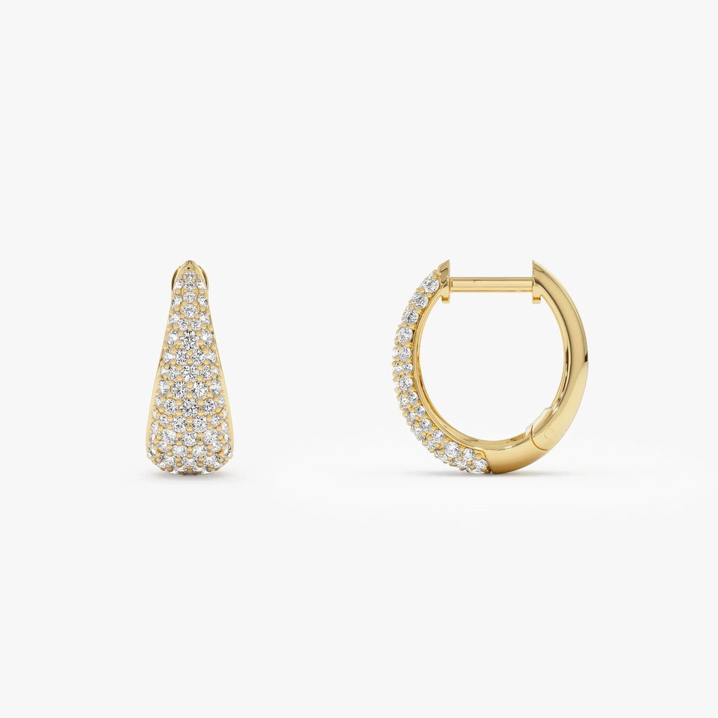 14k Gold Diamond Round Cut Teardrop Hoop Earrings 0.83 ctw