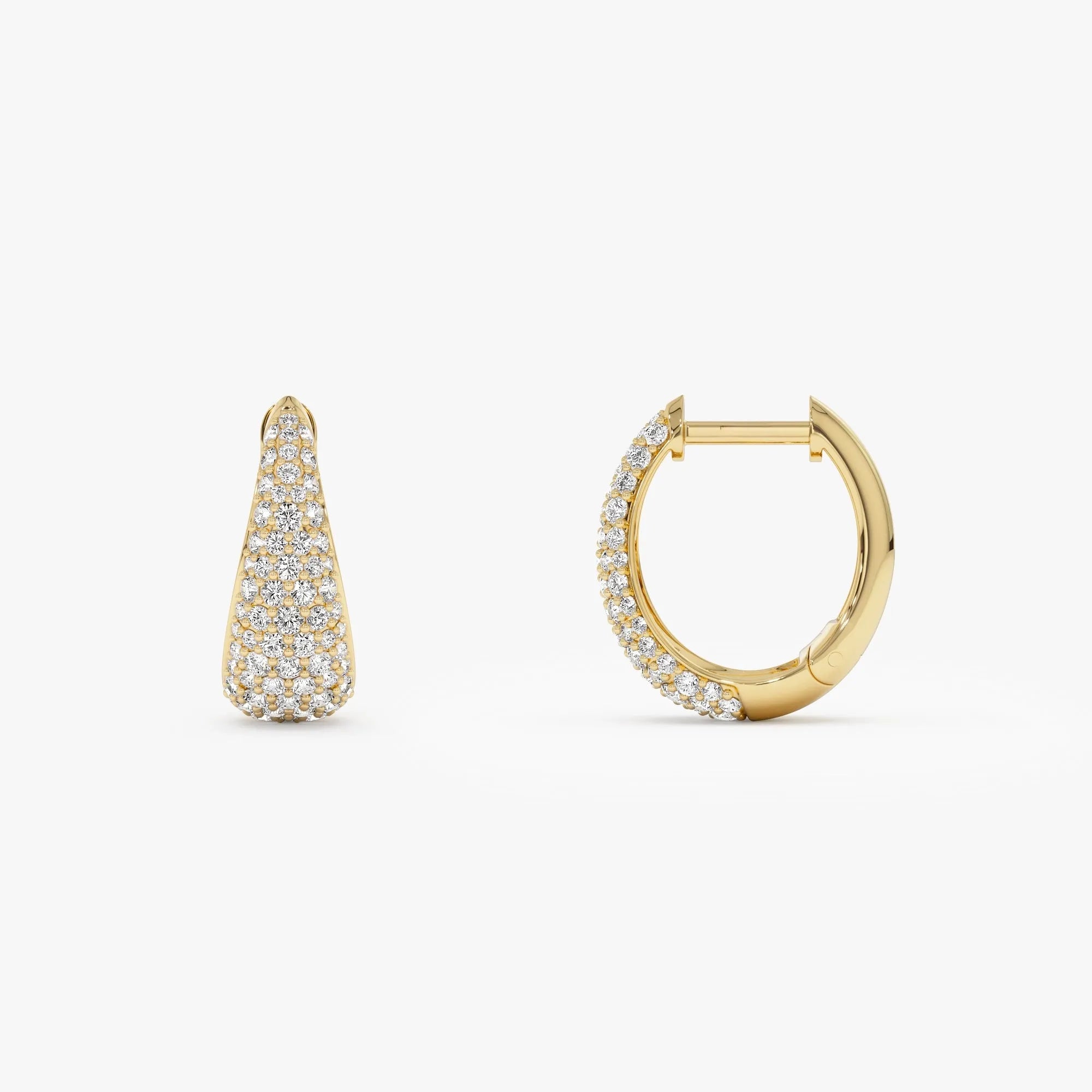 14k Gold Diamond Round Cut Teardrop Hoop Earrings 0.83 ctw