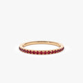 14k Gold Ruby Round Cut Half Eternity Pave Ring 0.30 ctw