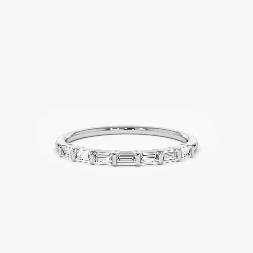 14K Gold Baguette Diamond 7 Stone Wedding Ring 0.27 CTW