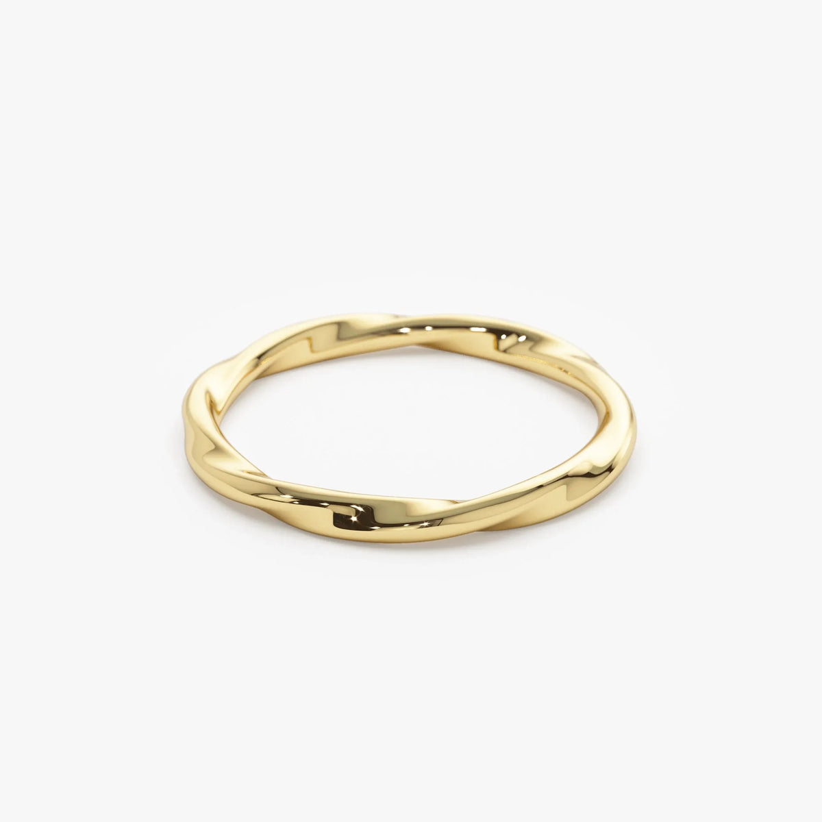 14k Solid Gold Wavy Stackable Promise Ring Band