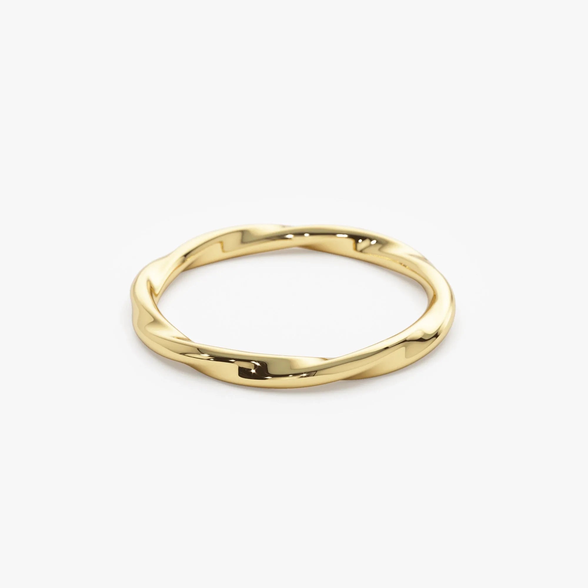 14k Solid Gold Wavy Stackable Promise Ring Band