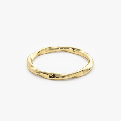 14k Solid Gold Wavy Stackable Promise Ring Band