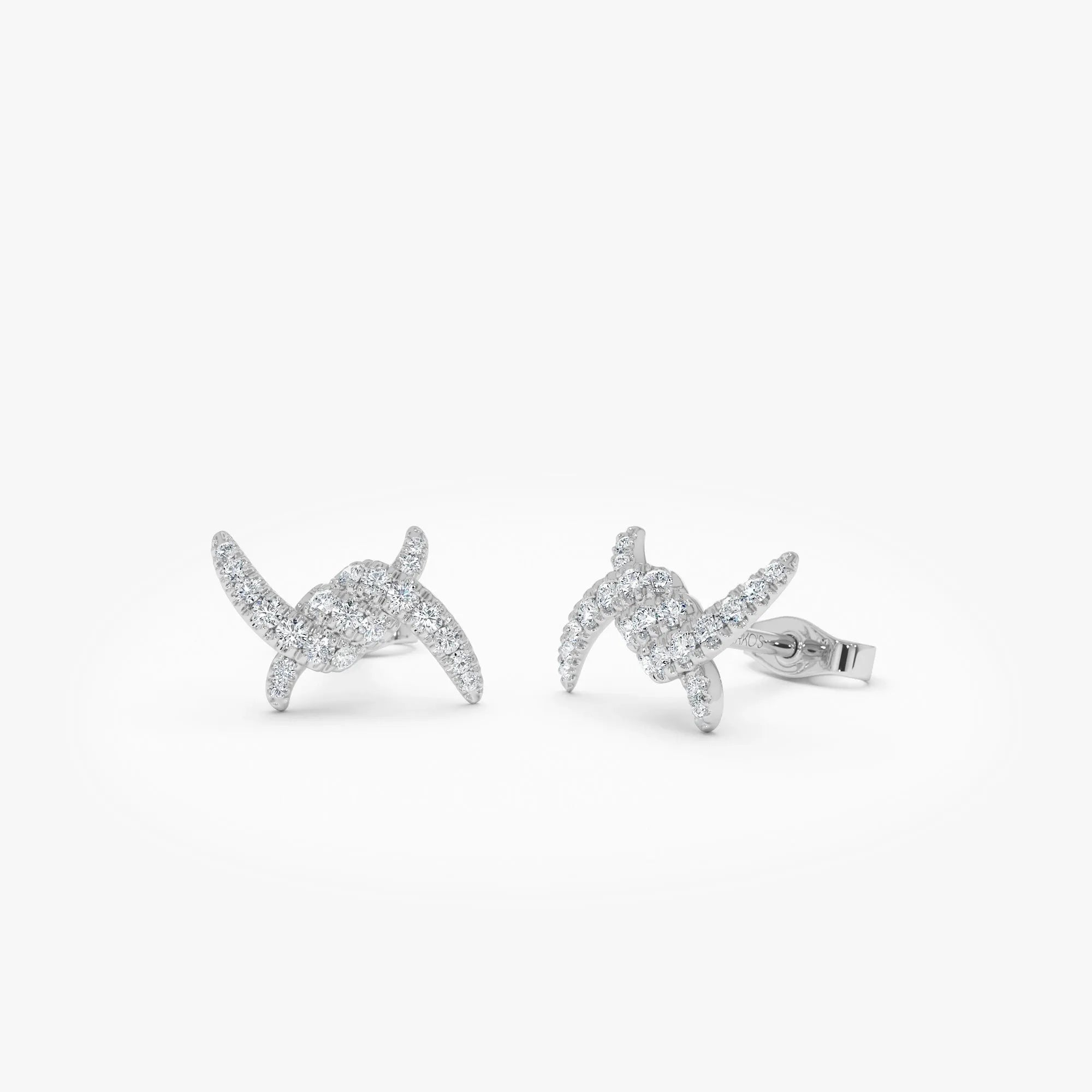 14k Gold Diamond Round Cut Knot Stud Earrings 0.20 ctw