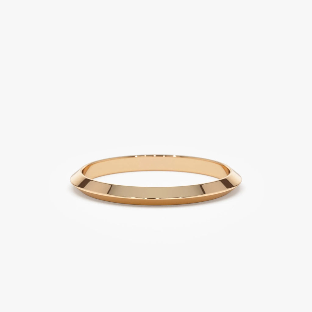 14k Gold Knife Edge Wedding Band Wide Plain Ring