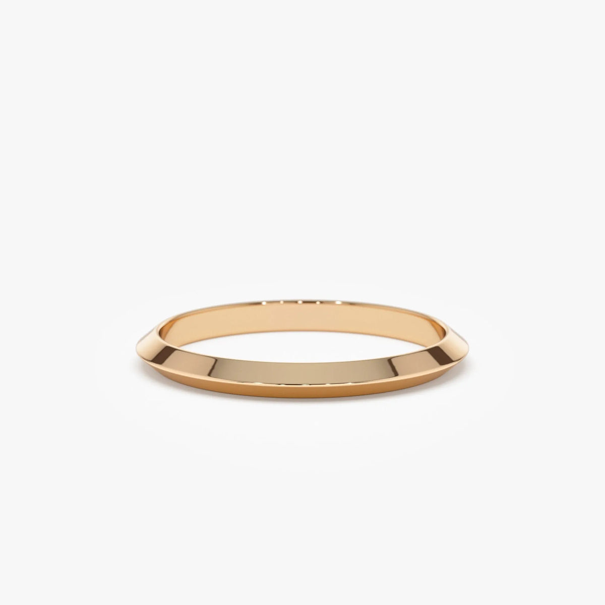 14k Gold Knife Edge Wedding Band Wide Plain Ring