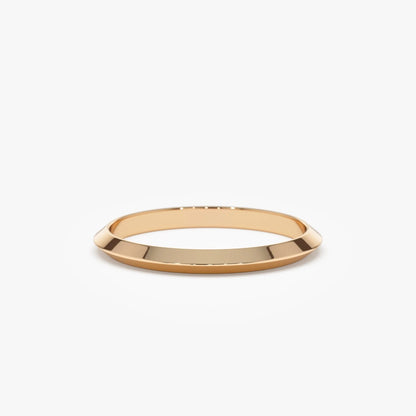 14k Gold Knife Edge Wedding Band Wide Plain Ring