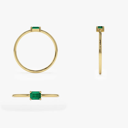 14K Solid Gold Octagon Emerald Ring 0.25 CTW Handcrafted Custom Jewelry