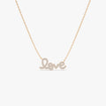 14K Solid Gold Round Diamond Love Pendant Necklace Prong Setting 0.21ctw