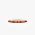 14k Gold Ruby Round Cut Eternity Band Ring Micro-Pave 0.30 ctw