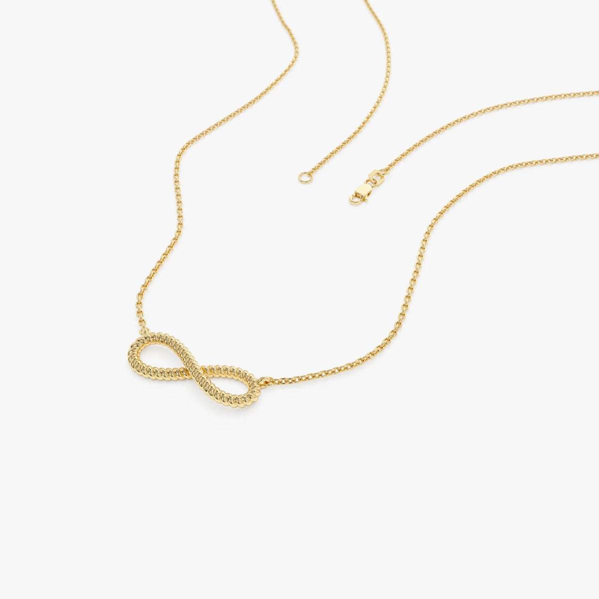 14k Solid Gold Twist Rope Infinity Pendant Necklace