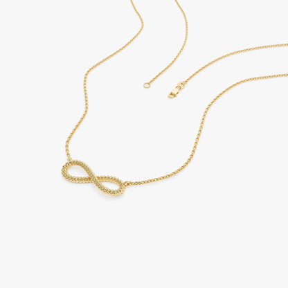 14k Solid Gold Twist Rope Infinity Pendant Necklace