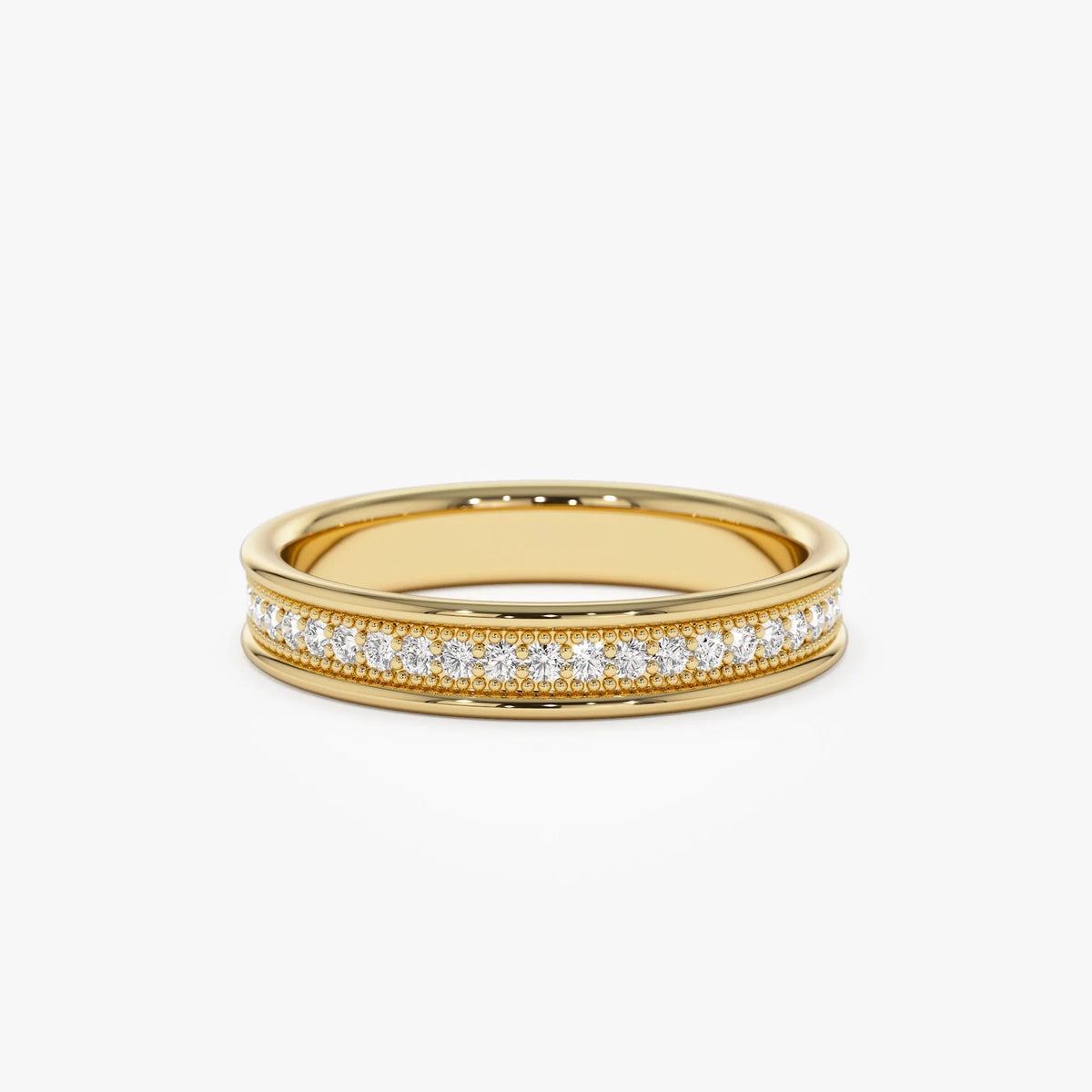 14K Solid Gold Round Natural Diamond Milgrain Full Eternity Ring 0.30 ctw
