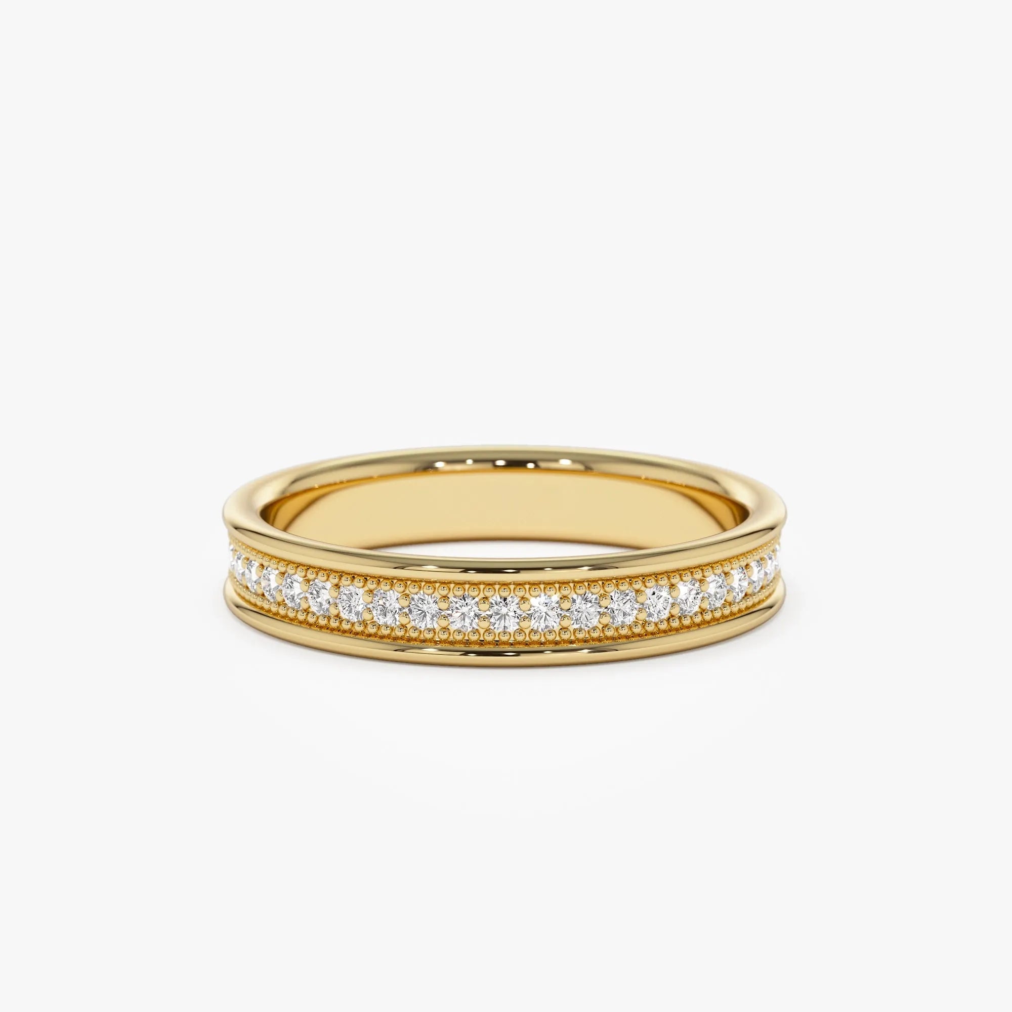14K Solid Gold Round Natural Diamond Milgrain Full Eternity Ring 0.30 ctw