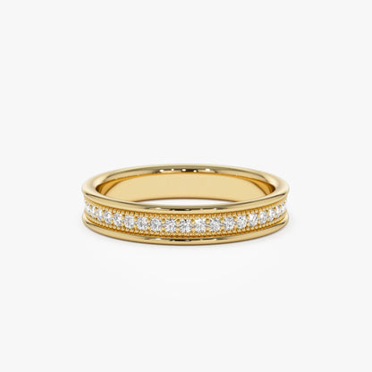 14K Solid Gold Round Natural Diamond Milgrain Full Eternity Ring 0.30 ctw