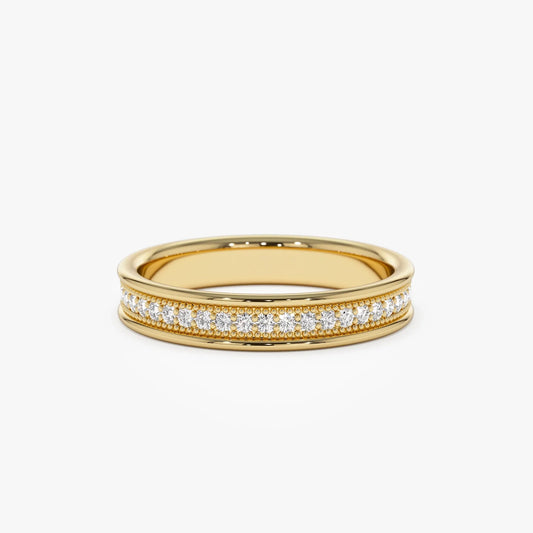 14K Solid Gold Round Natural Diamond Milgrain Full Eternity Ring 0.30 ctw