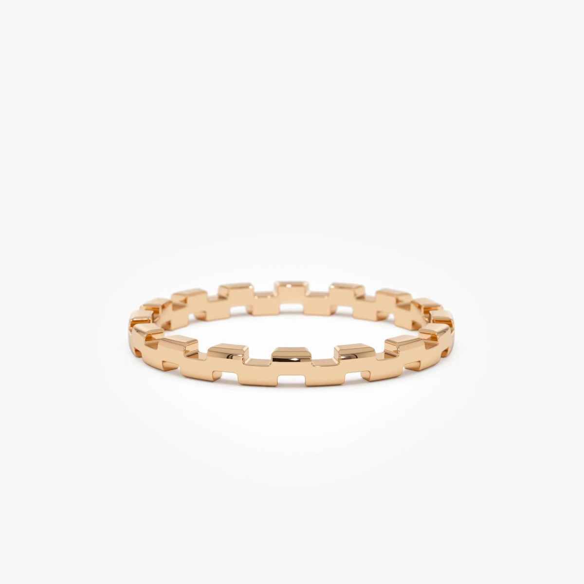 14k Gold Stackable Link Ring 2mm Wide Minimalist Band