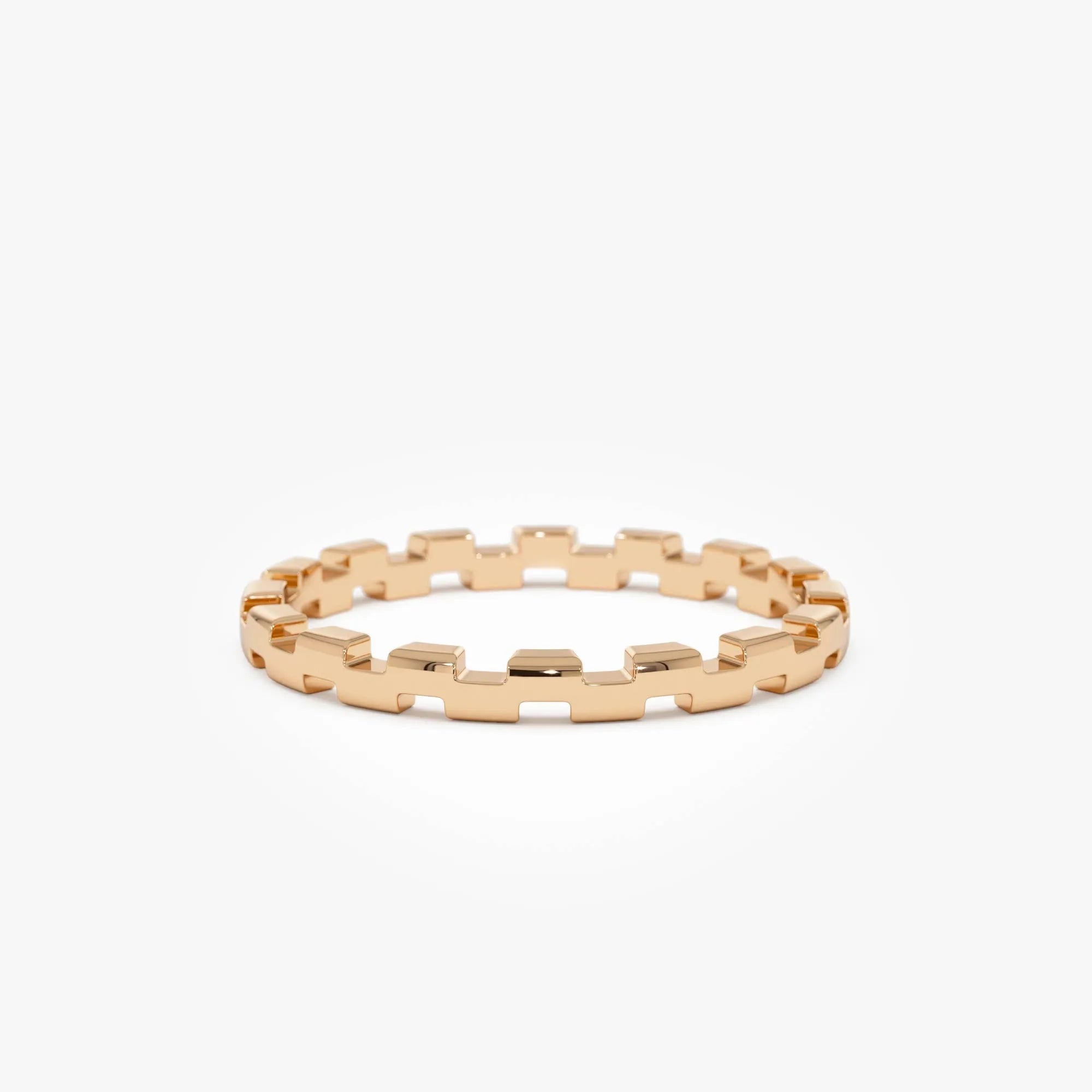 14k Gold Stackable Link Ring 2mm Wide Minimalist Band