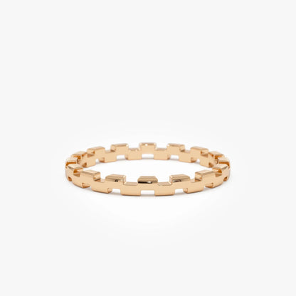 14k Gold Stackable Link Ring 2mm Wide Minimalist Band