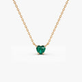 14k Solid Gold Heart Shape Emerald 0.30 CTW Necklace