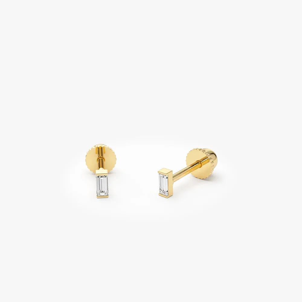 14k Gold Diamond Baguette Cut Helix Piercing Single Earring 0.05 ctw