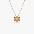 14k Solid Gold Citrine and Diamond Pear and Round Flower Necklace 1.40 Carat