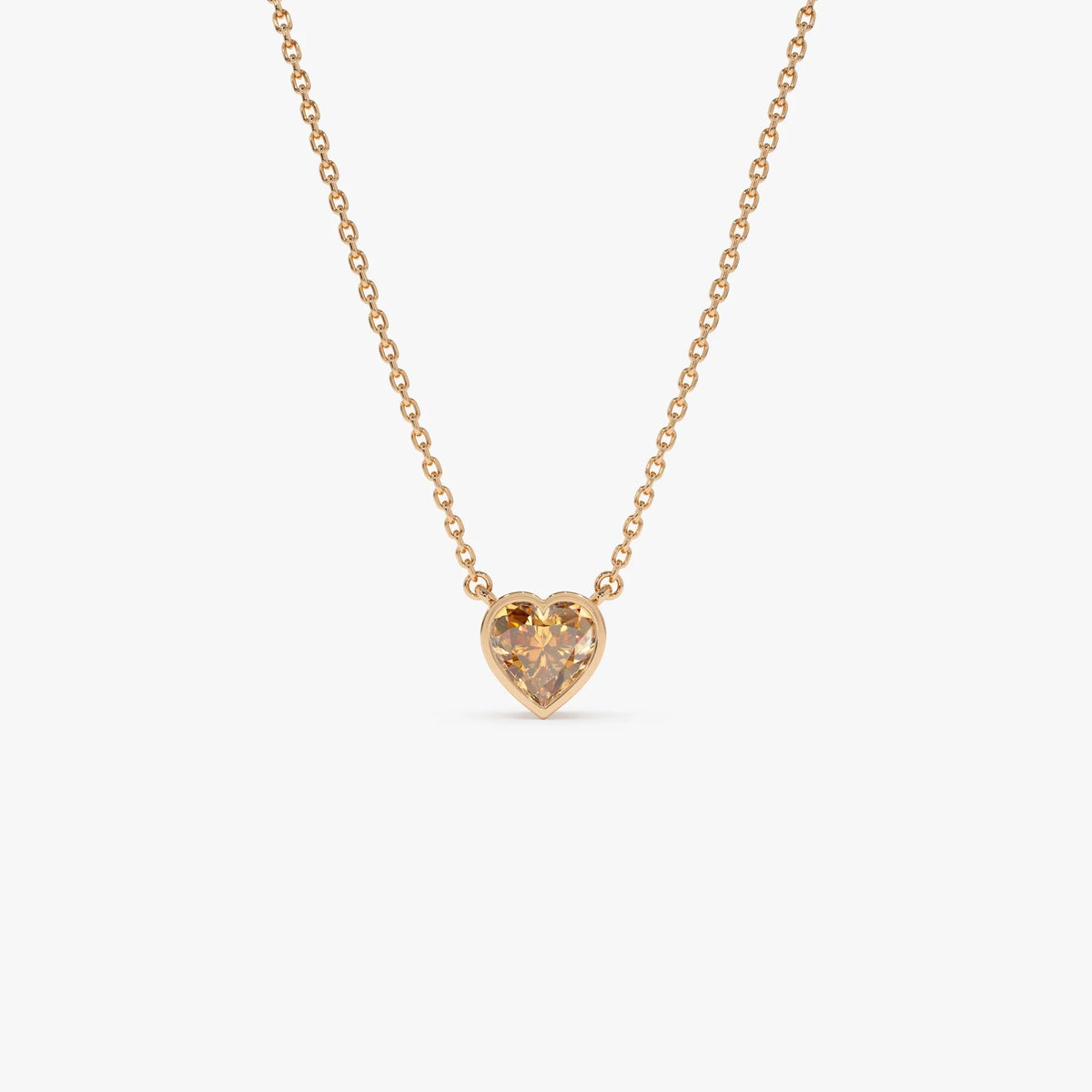 14k Solid Gold Citrine Heart Shaped Layering Necklace 0.40 Carat