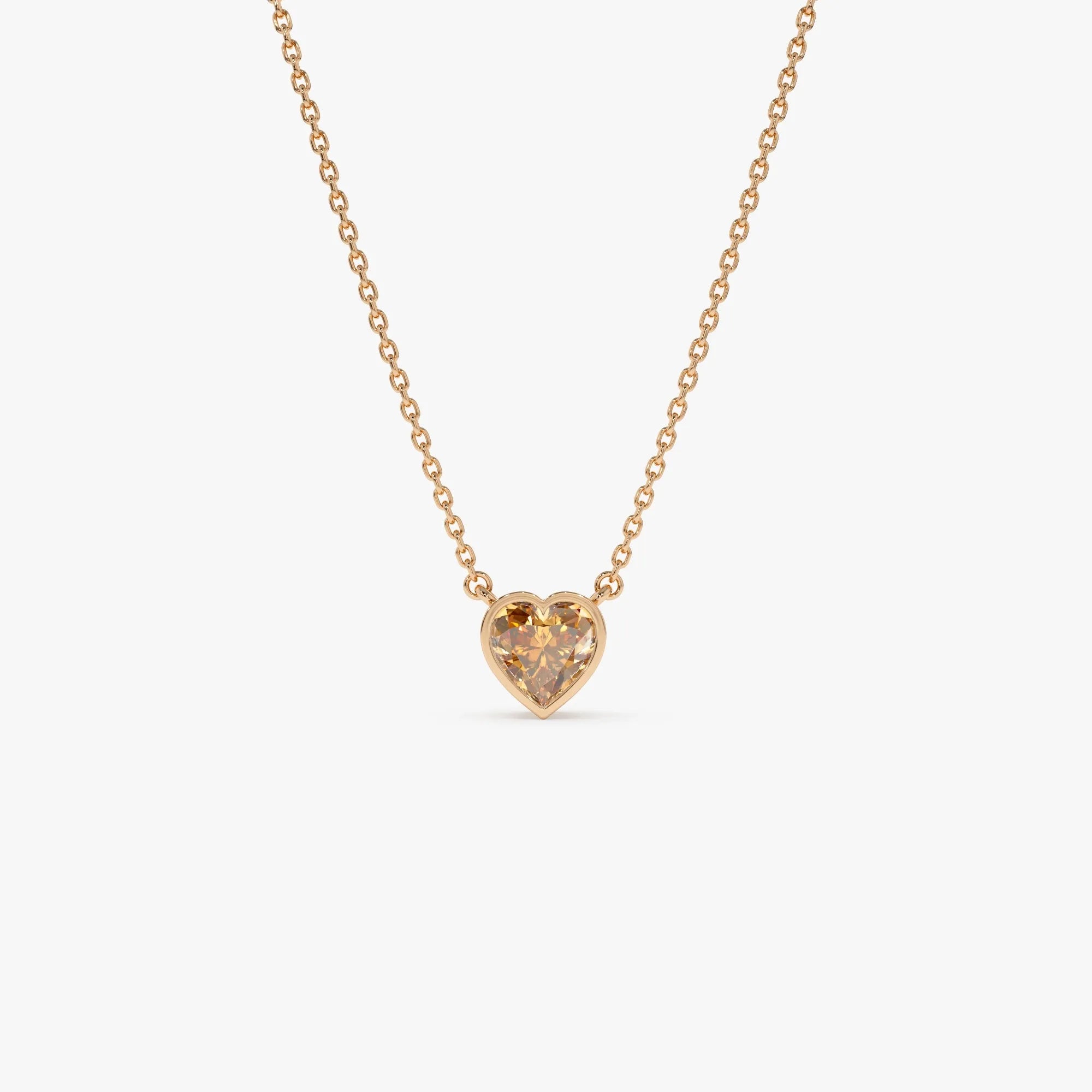 14k Solid Gold Citrine Heart Shaped Layering Necklace 0.40 Carat