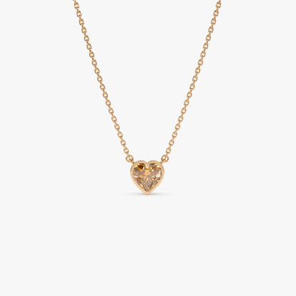 14k Solid Gold Citrine Heart Shaped Layering Necklace 0.40 Carat